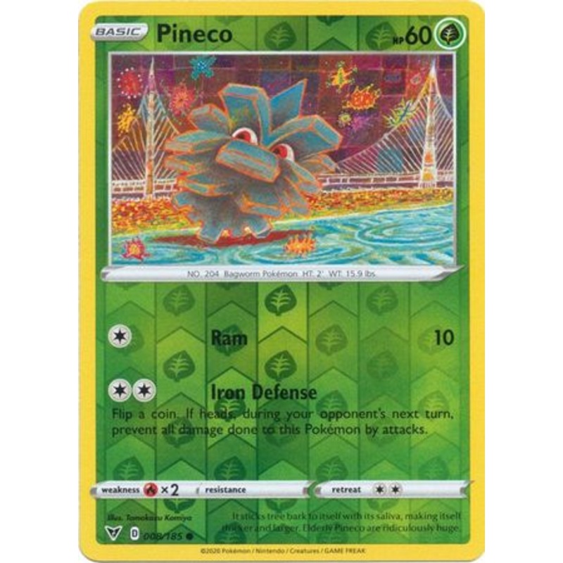 Pokemon Card Vivid Voltage 008/185 8/185 Pineco Reverse Holo Common