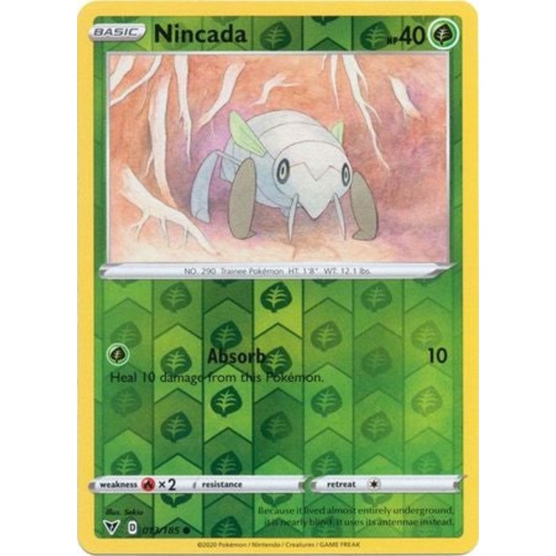 Pokemon Card Vivid Voltage 013/185 13/185 Nincada Reverse Holo Common