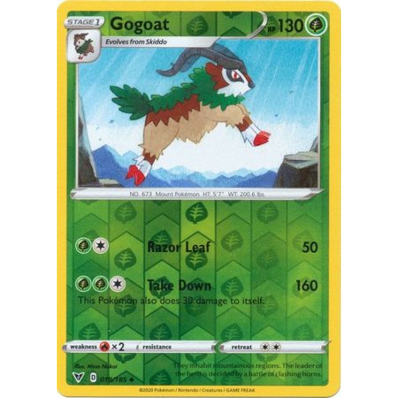 Pokemon Card Vivid Voltage 018/185 18/185 Gogoat Reverse Holo Uncommon