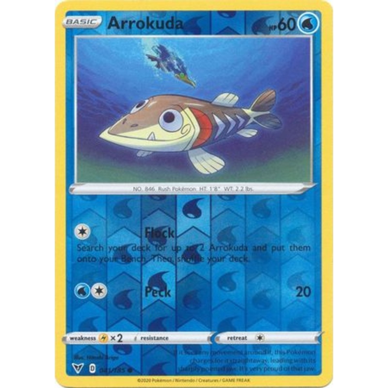 Pokemon Card Vivid Voltage 041/185 41/185 Arrokuda Reverse Holo Common