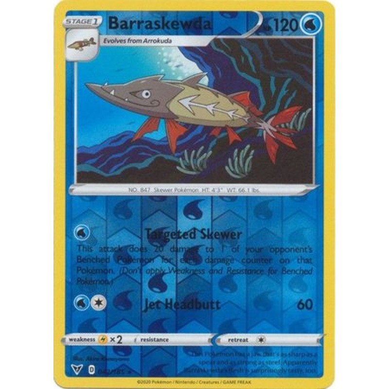 Pokemon Card Vivid Voltage 042/185 42/185 Barraskewda Reverse Holo Rare