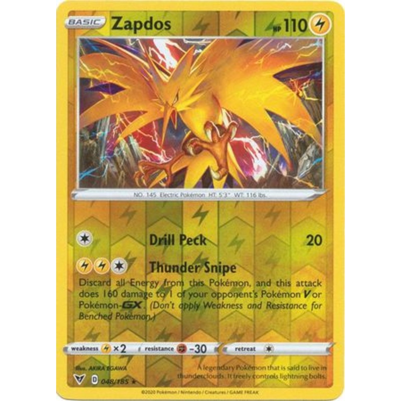 Pokemon Card Vivid Voltage 048/185 48/185 Zapdos Reverse Holo Rare