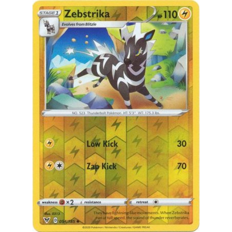 Pokemon Card Vivid Voltage 054/185 54/185 Zebstrika Reverse Holo Uncommon