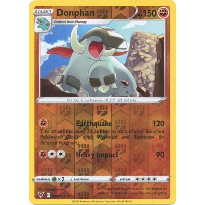 Pokemon Card Vivid Voltage 087/185 87/185 Donphan Reverse Holo Rare