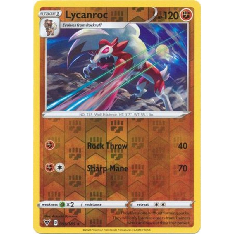 Pokemon Card Vivid Voltage 095/185 95/185 Lycanroc Reverse Holo Rare