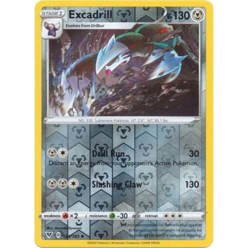 Pokemon Card Vivid Voltage 122/185 122/185 Excadrill Reverse Holo Uncommon