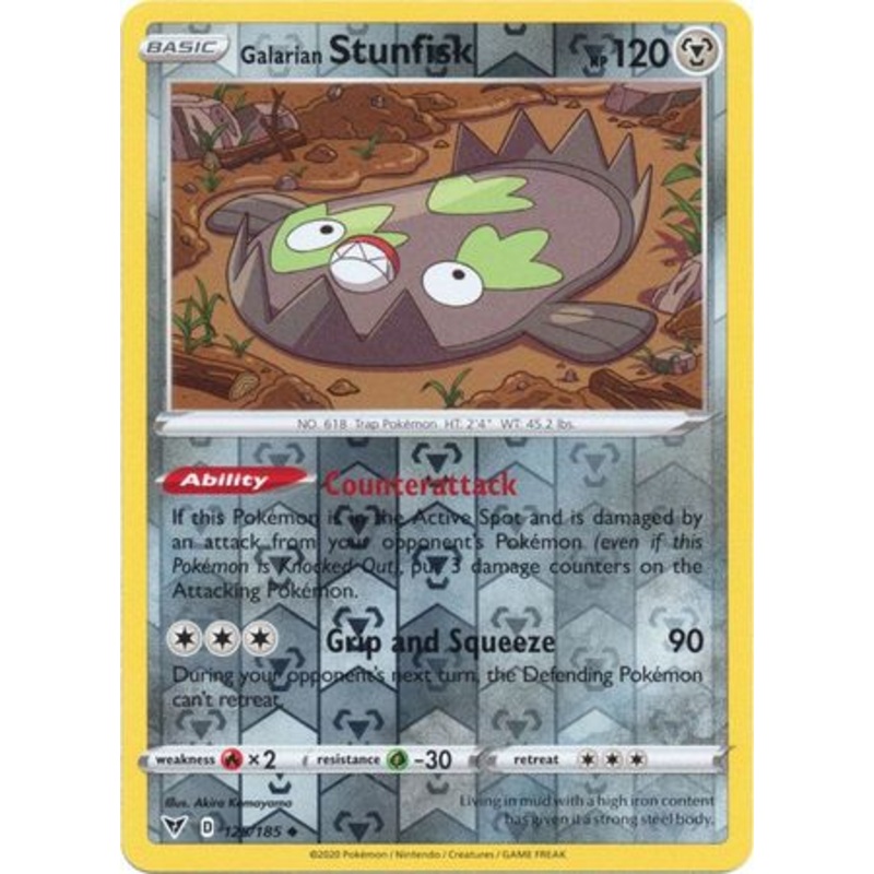 Pokemon Card Vivid Voltage 125/185 125/185 Galarian Stunfisk Reverse Holo