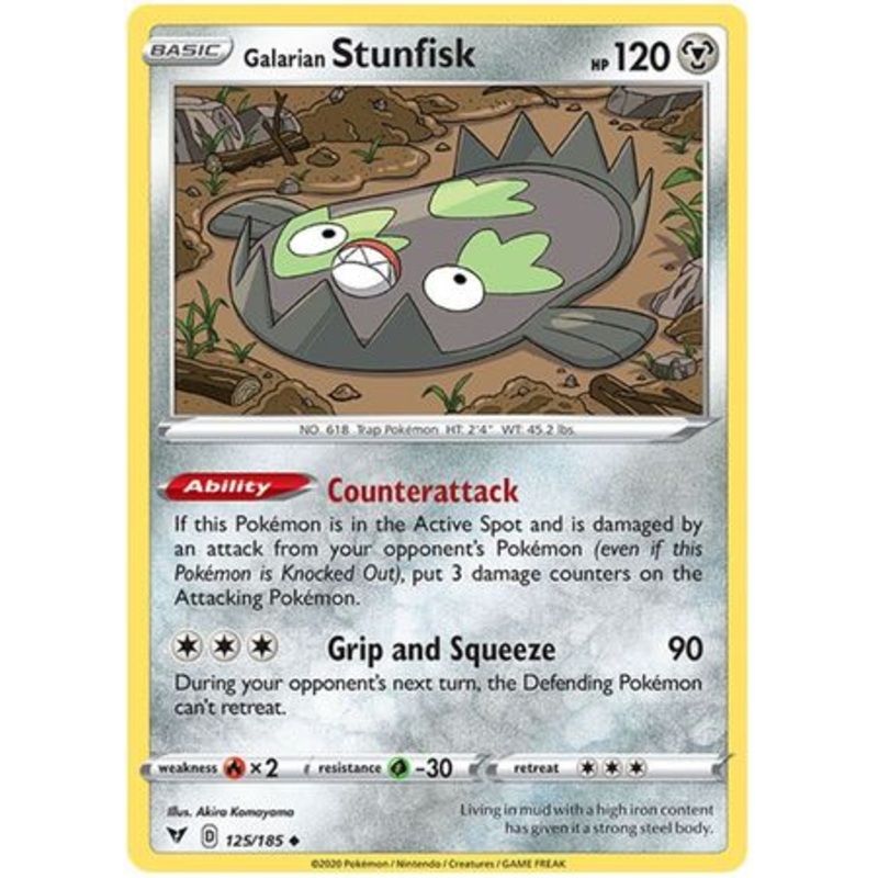 Pokemon Card Vivid Voltage 125/185 Galarian Stunfisk Uncommon