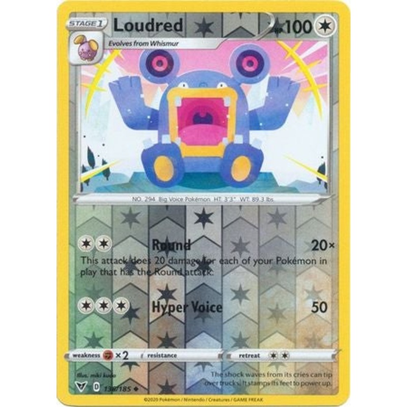 Pokemon Card Vivid Voltage 136/185 136/185 Loudred Reverse Holo Uncommon