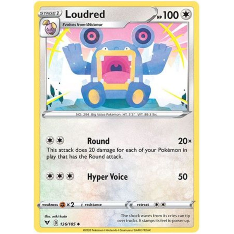 Pokemon Card Vivid Voltage 136/185 Loudred Uncommon