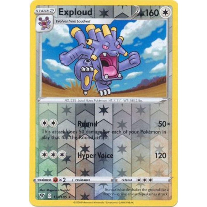 Pokemon Card Vivid Voltage 137/185 137/185 Exploud Reverse Holo Rare