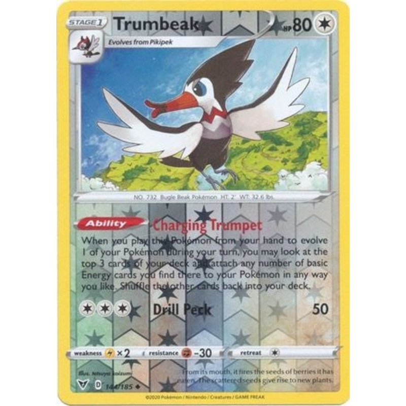 Pokemon Card Vivid Voltage 144/185 144/185 Trumbeak Reverse Holo Uncommon