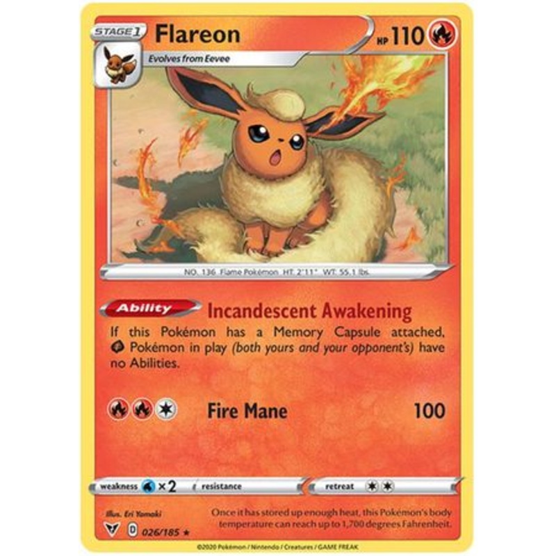 Pokemon Card Vivid Voltage 026/185 26/185 Flareon Rare