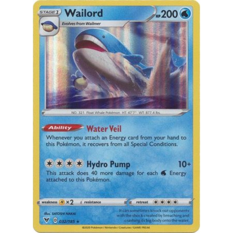 Pokemon Card Vivid Voltage 032/185 32/185 Wailord Holo Rare