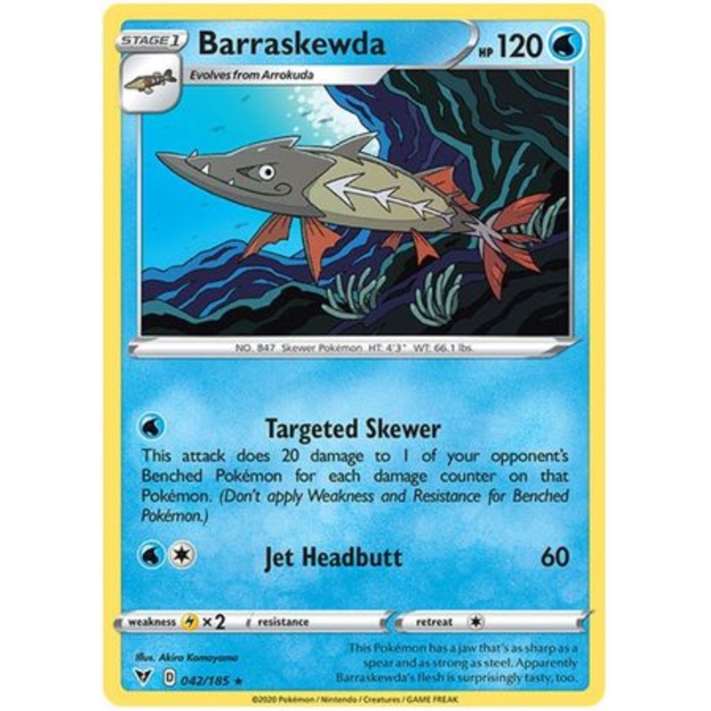 Pokemon Card Vivid Voltage 042/185 42/185 Barraskewda Rare