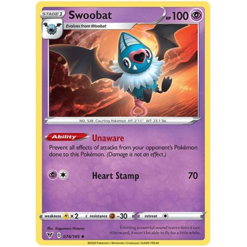 Pokemon Card Vivid Voltage 074/185 74/185 Swoobat Uncommon