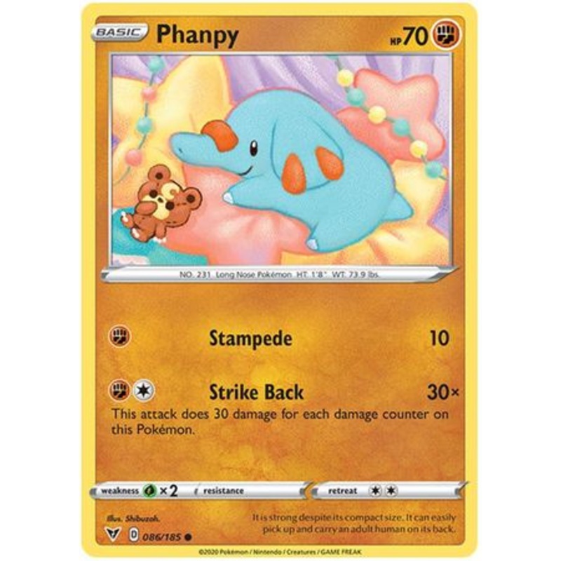 Pokemon Card Vivid Voltage 086/185 86/185 Phanpy Common