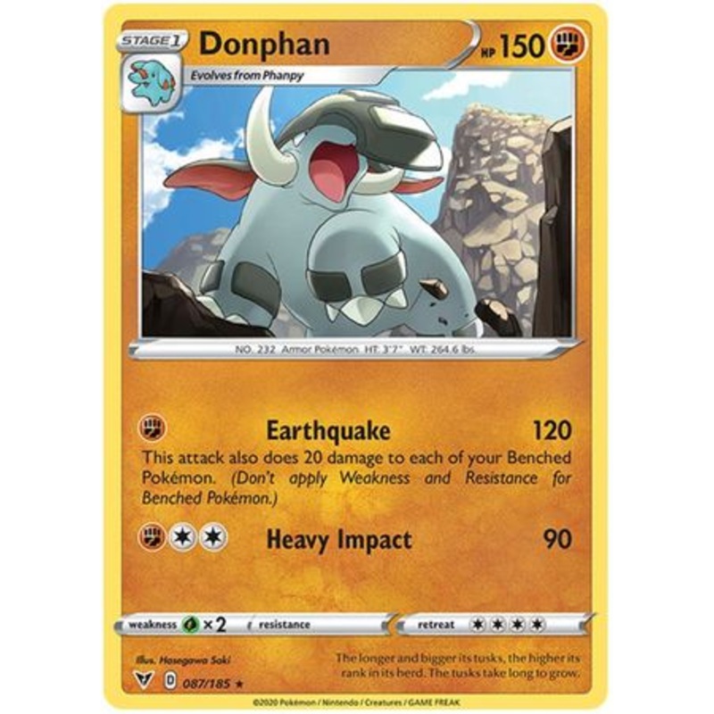 Pokemon Card Vivid Voltage 087/185 87/185 Donphan Rare