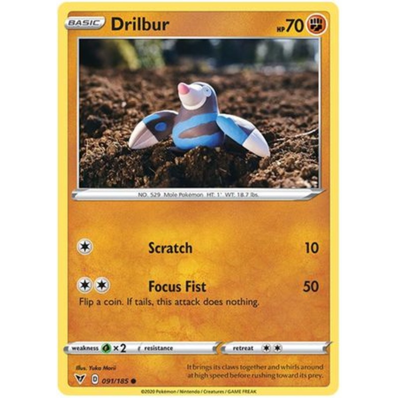 Pokemon Card Vivid Voltage 091/185 91/185 Drilbur Common