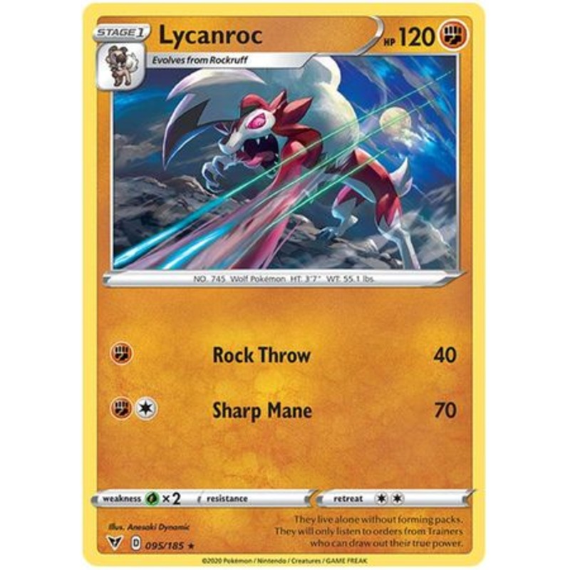 Pokemon Card Vivid Voltage 095/185 95/185 Lycanroc Rare