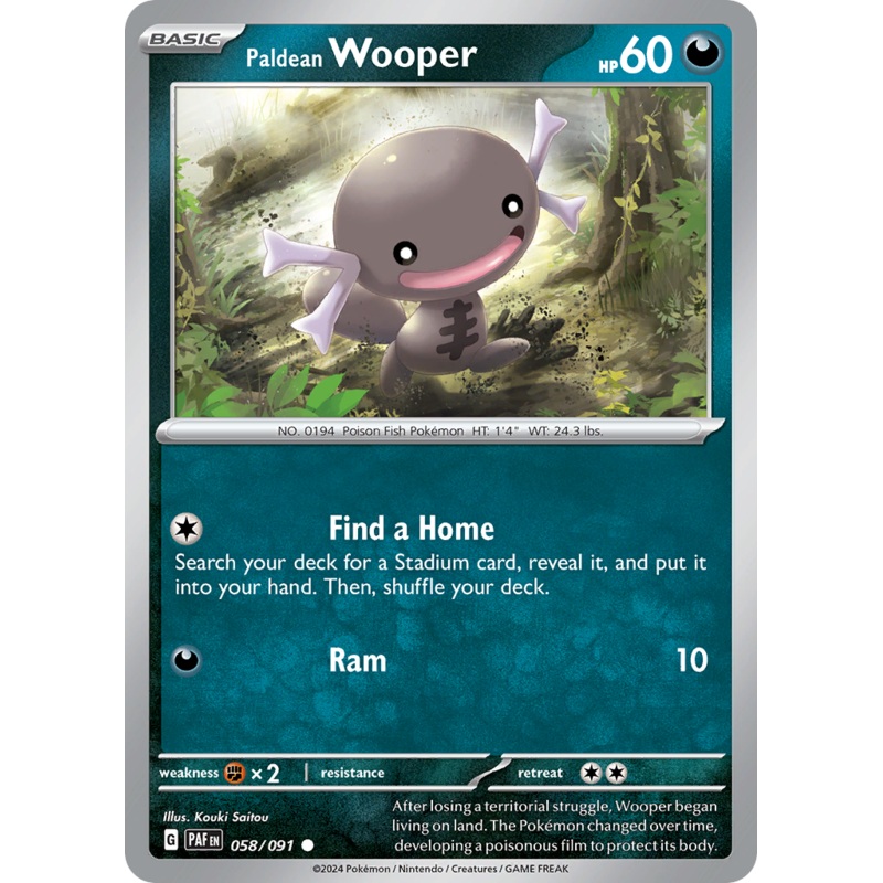 058/091 58/91 Paldean Wooper  Pokemon Card  Paldean Fates Common *MINT*