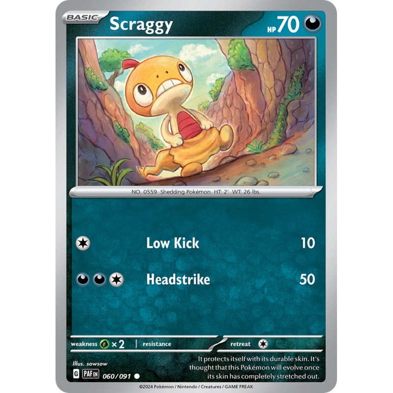 060/091 60/91 Scraggy  Pokemon Card  Paldean Fates Common *MINT*
