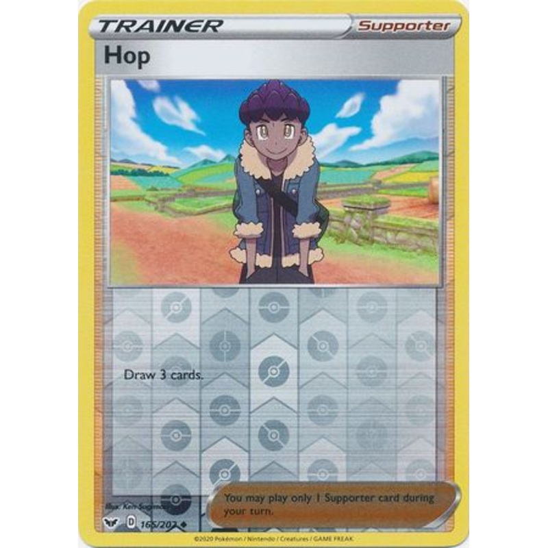 Pokemon Card Sword and Shield 165/202 Hop supporter Reverse Holo Uncommon